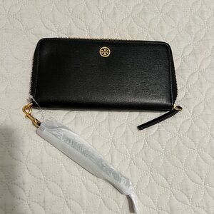 Tory Burch Black Wallet with Gold Accents
